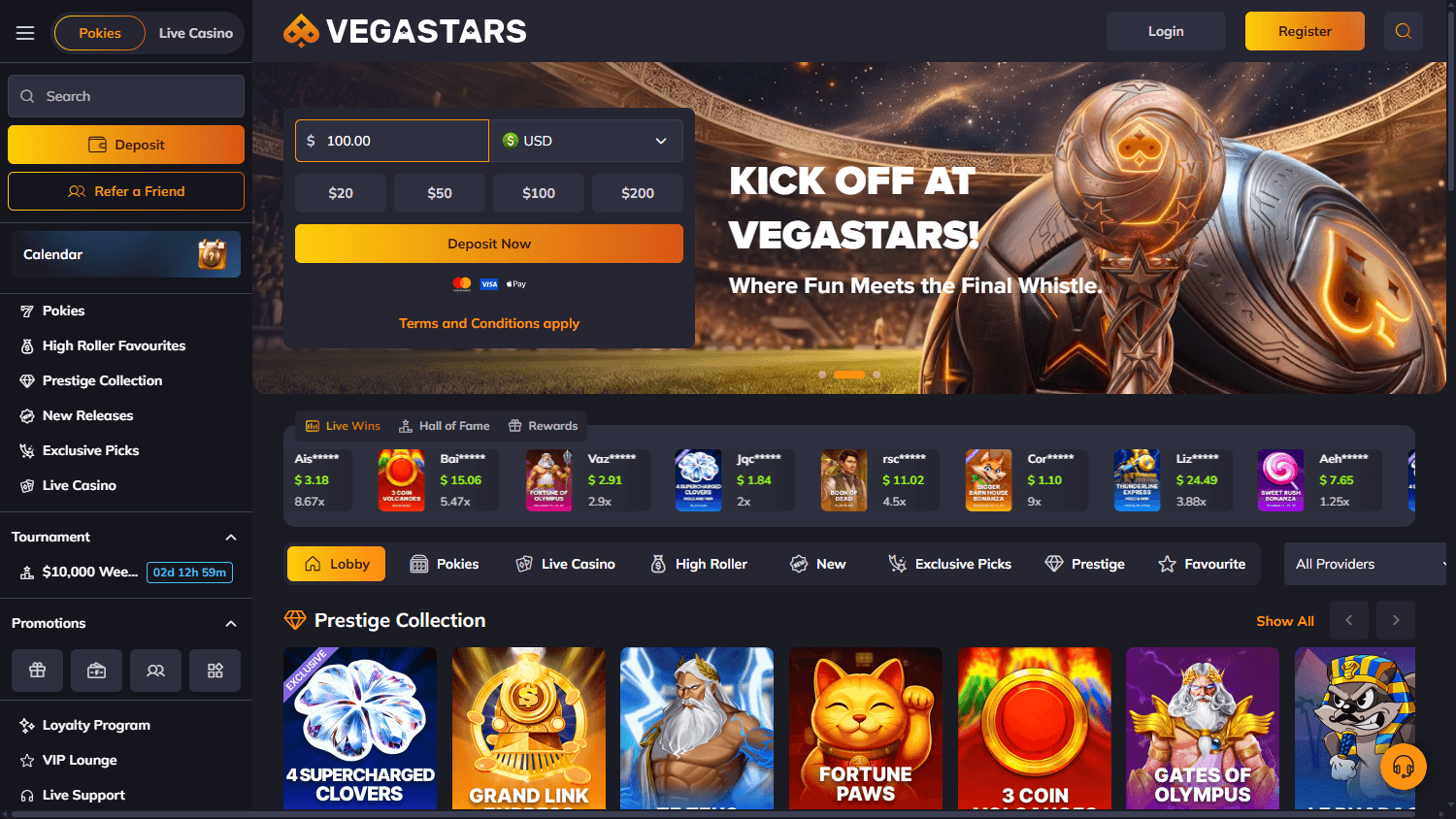 VegaStars live dealer roulette table