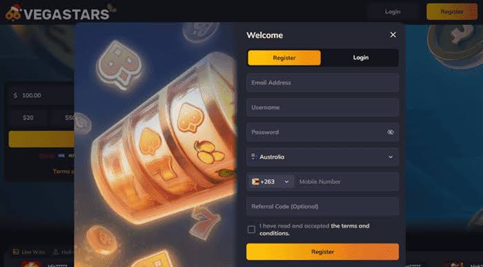 VegaStars slot machine game selection